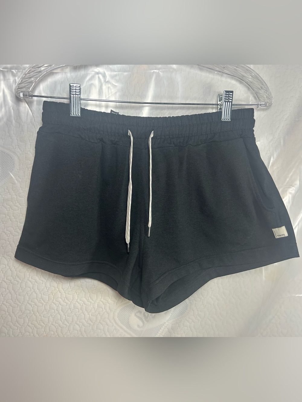 Vuori Black Athletic Lounge Shorts with White Drawstring